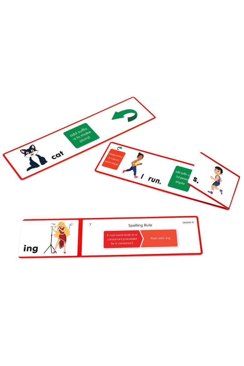Suffix Flash Cards, Grade 1, Alternate, color, Multicolored