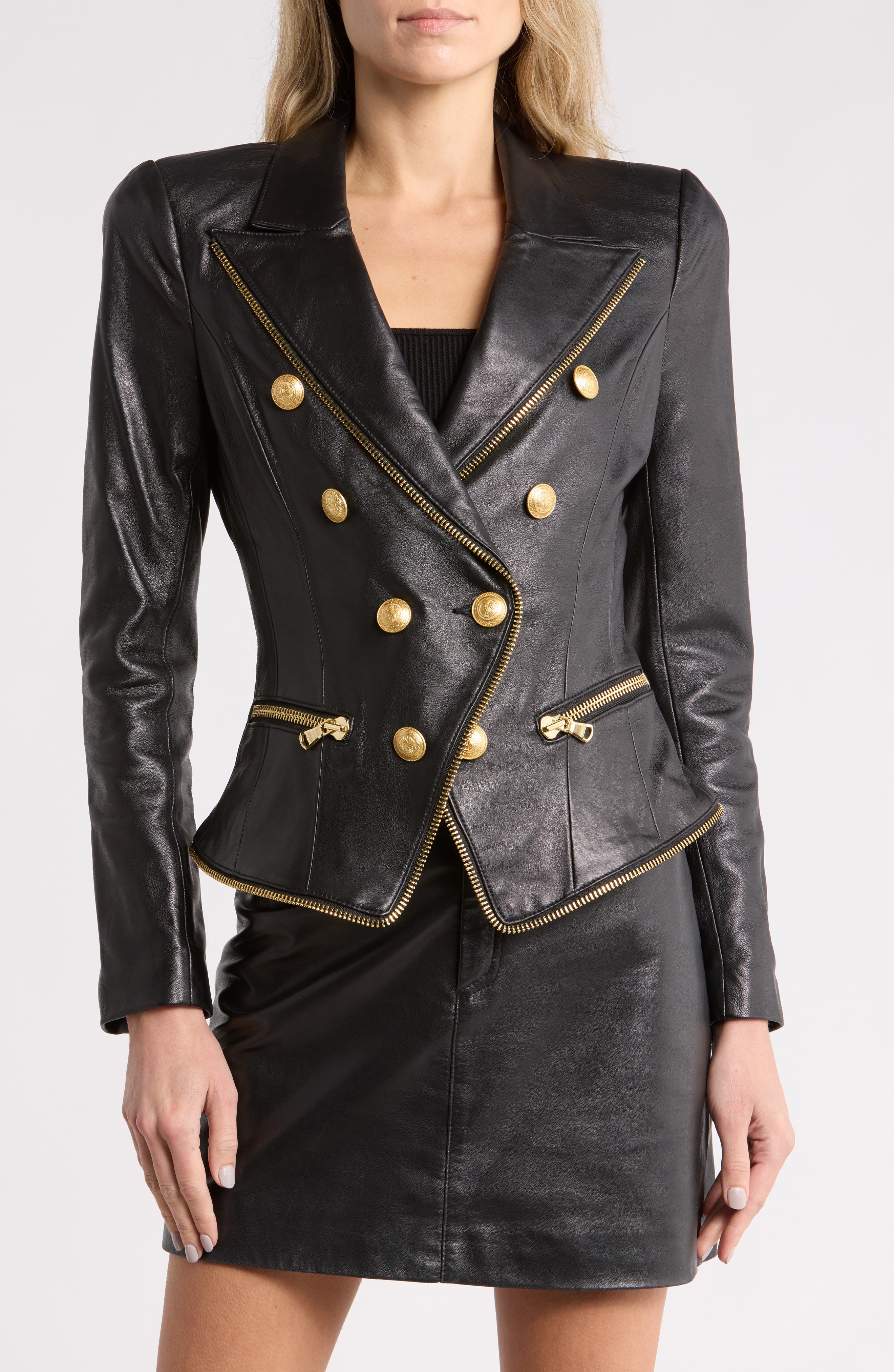 Ottilie Zip Leather Blazer