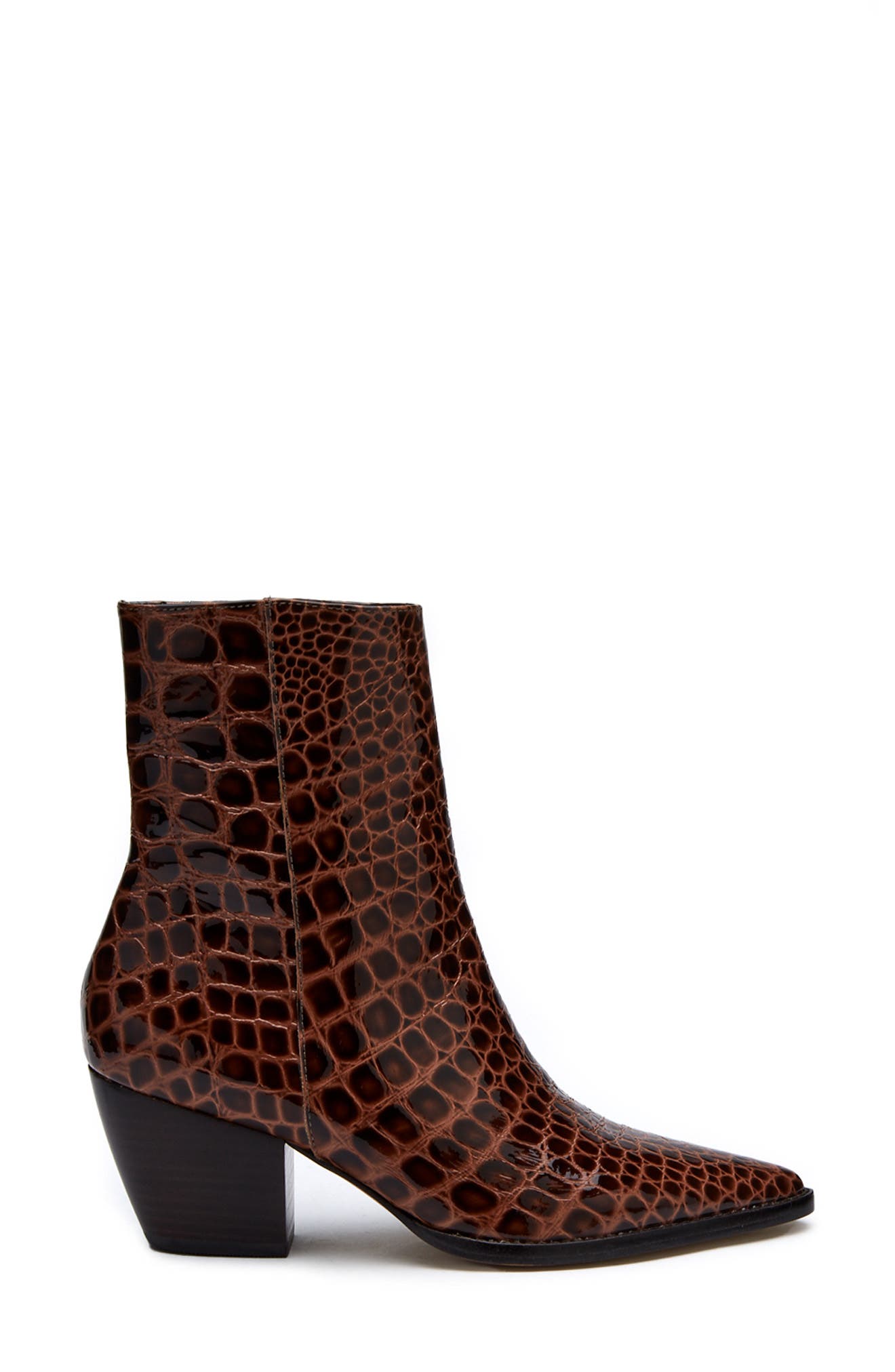 Caty Western Pointed Toe Bootie, Alternate, color, CHOCO CROC LEATHER