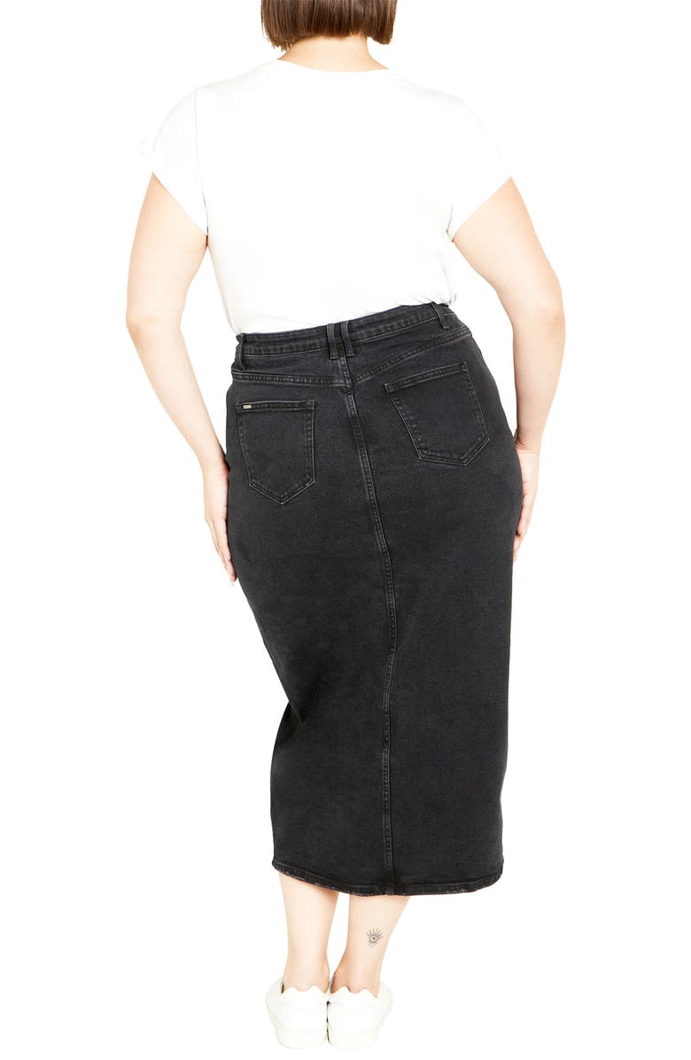 City Chic Oaklyn Front Slit Midi Denim Skirt, Alternate, color, 