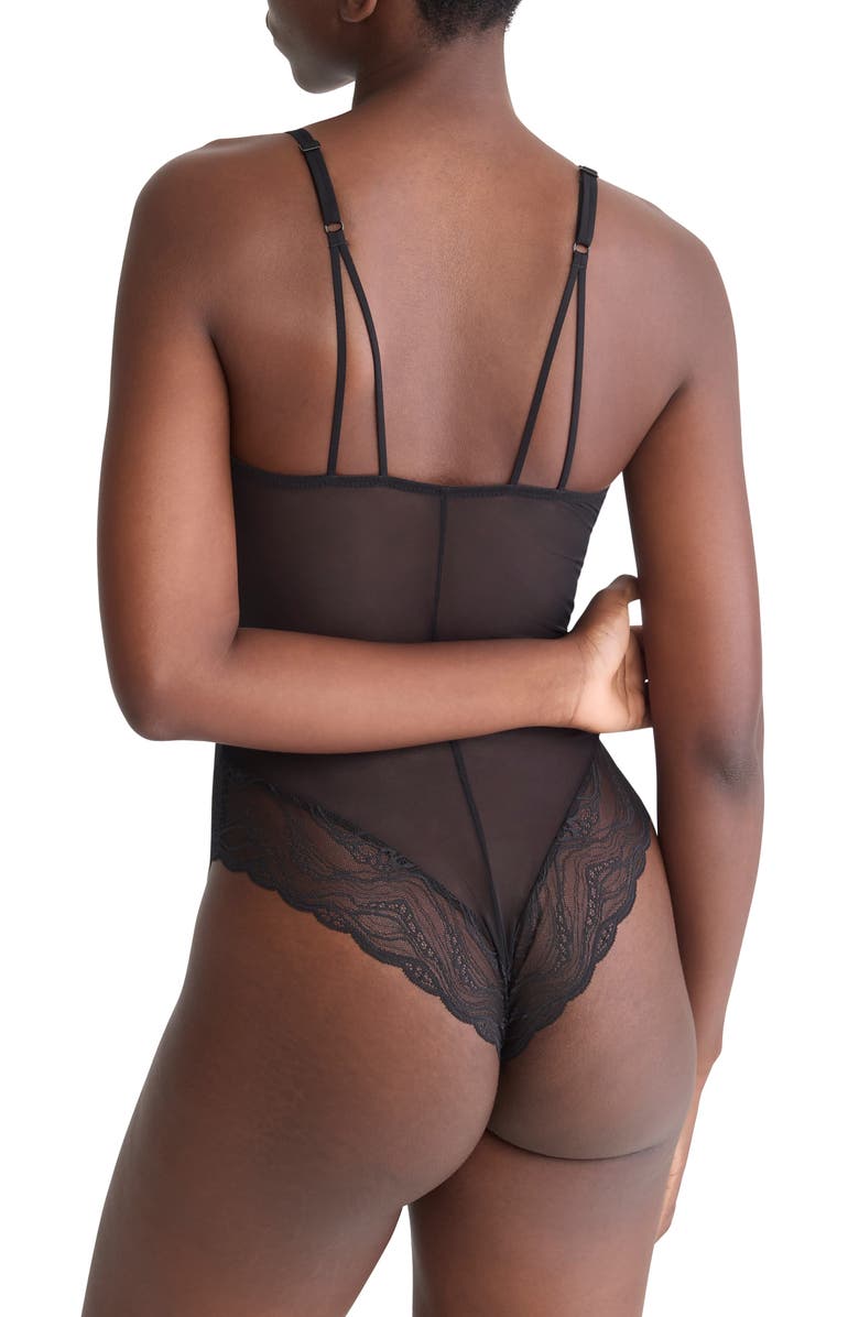 Calvin Klein Essentials Lace & Mesh Teddy, Alternate, color, 