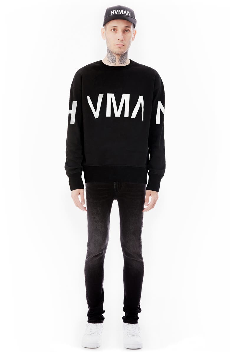 HVMAN Logo Crewneck Cotton Sweatshirt, Alternate, color,