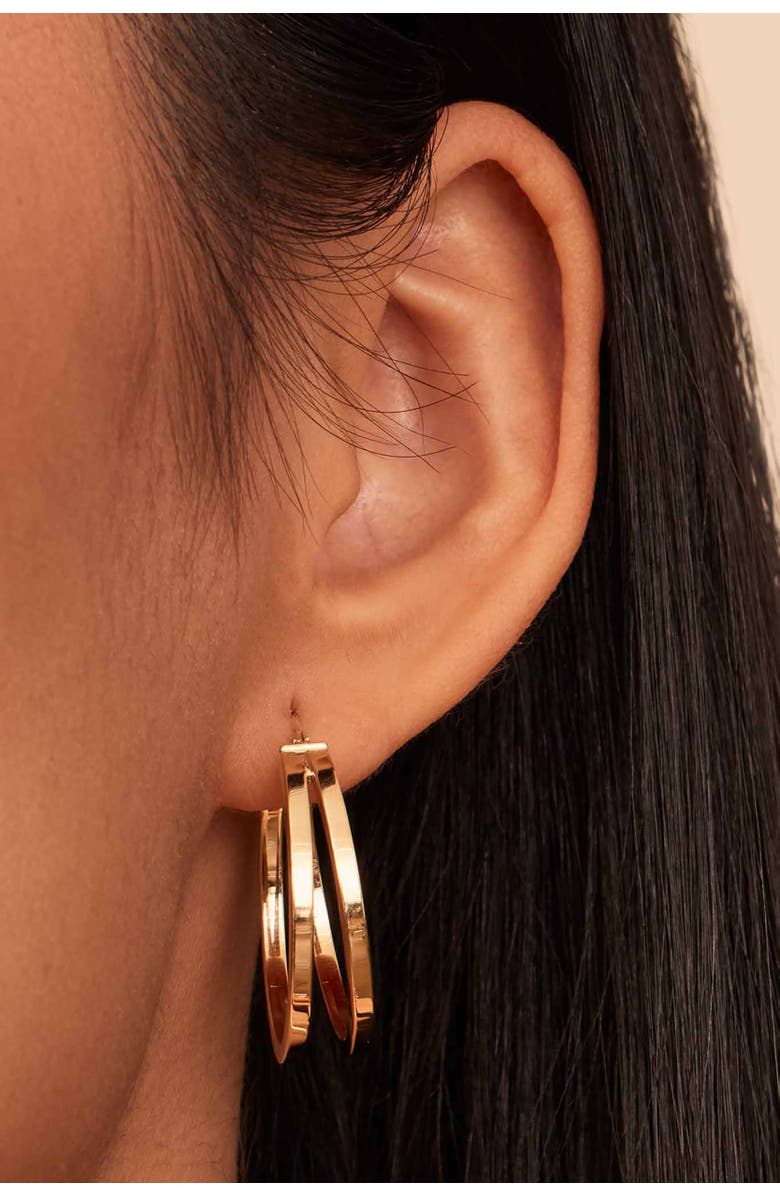 Oradina 14K Yellow Gold Hudson Hoops, Alternate, color, Yellow Gold