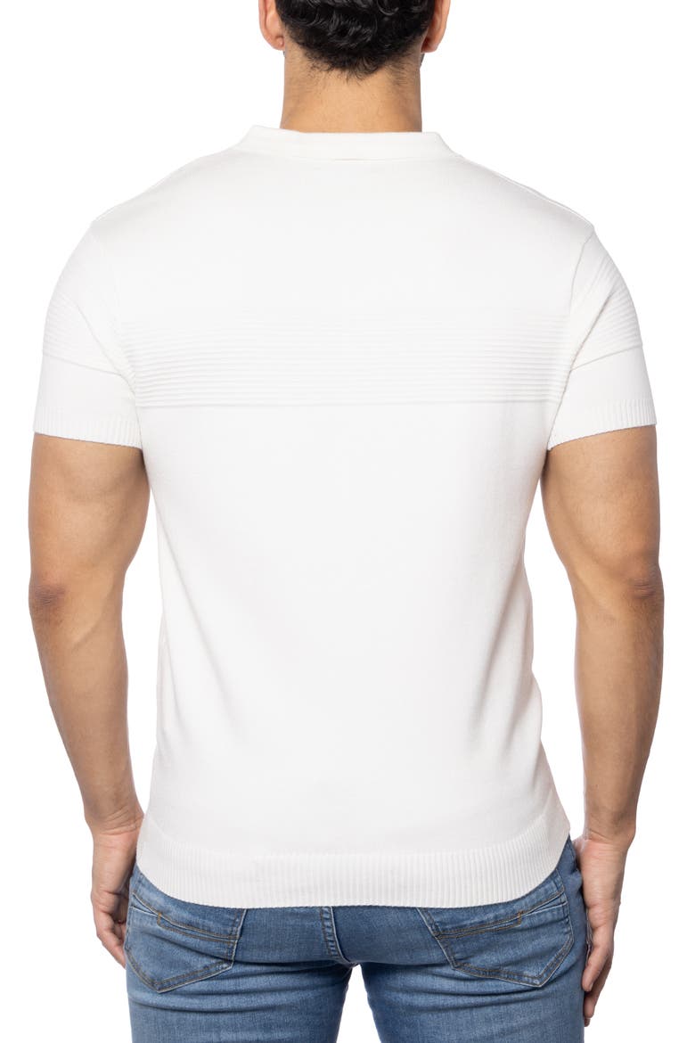 Ottoman Accent Short Sleeve Half-Zip Sweater, Alternate, color, WHITE
