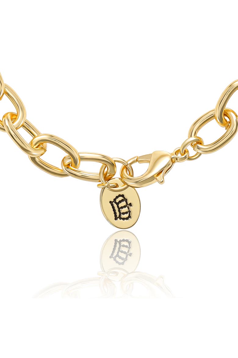 Pavé Initial Charm Bracelet, 7.5'' Gold Tone Link, Alternate, color, Letter L