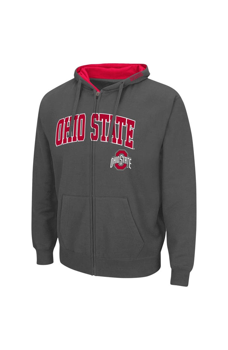 COLOSSEUM Men's Colosseum Charcoal Ohio State Buckeyes Arch & Logo 3.0 Full-Zip Hoodie, Alternate, color, Charcoal