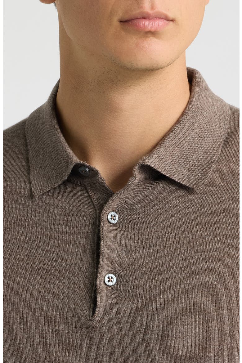 Wool & Silk Long Sleeve Polo, Alternate, color, TAUPE