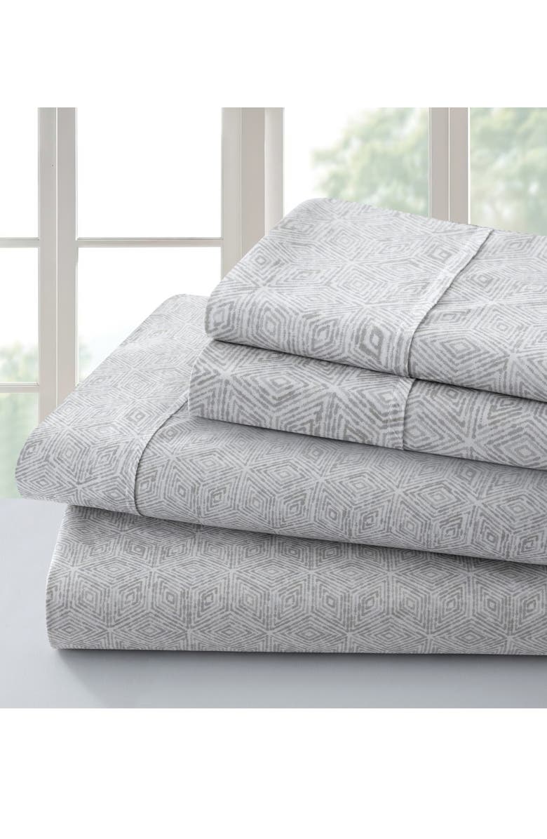 LUNDI Super Soft Queen 4-Piece Sheet Set - Cloudy Geo, Main, color, 