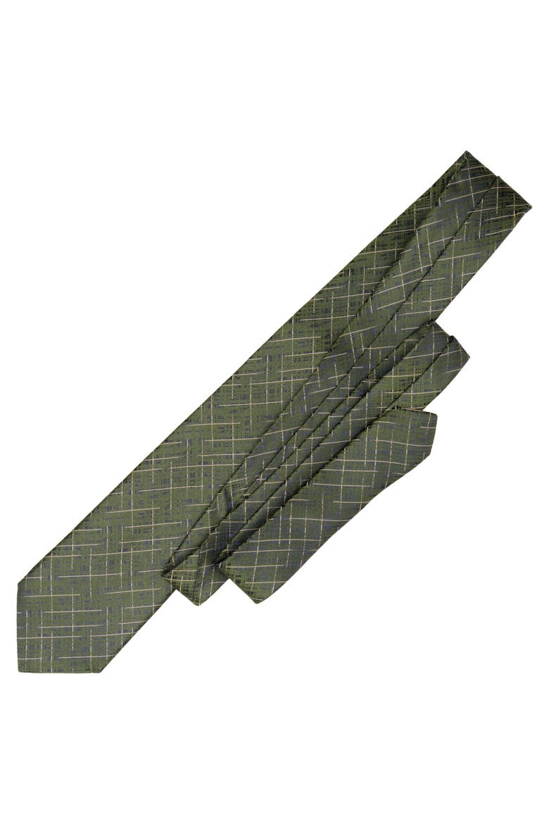 Morandi - Extra Long Silk Jacquard Tie for Men, Alternate, color, Green
