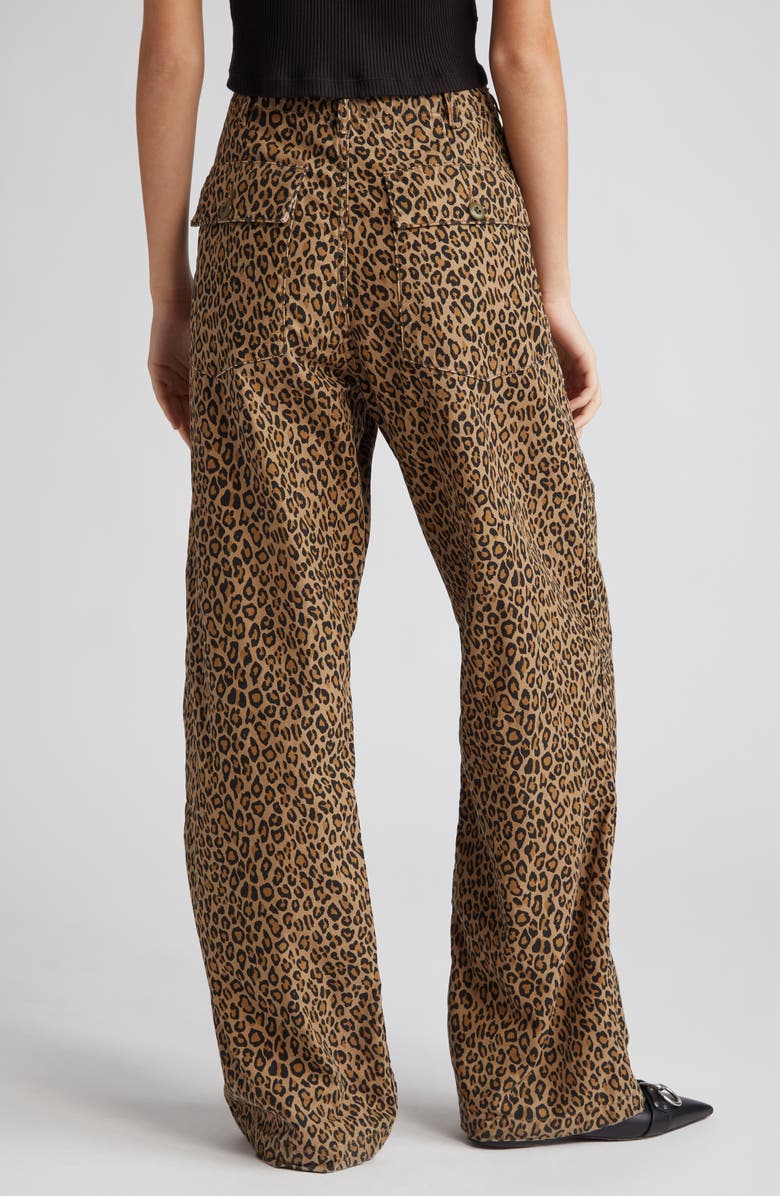 R13 Leopard Print Wide Leg Utility Pants, Alternate, color,