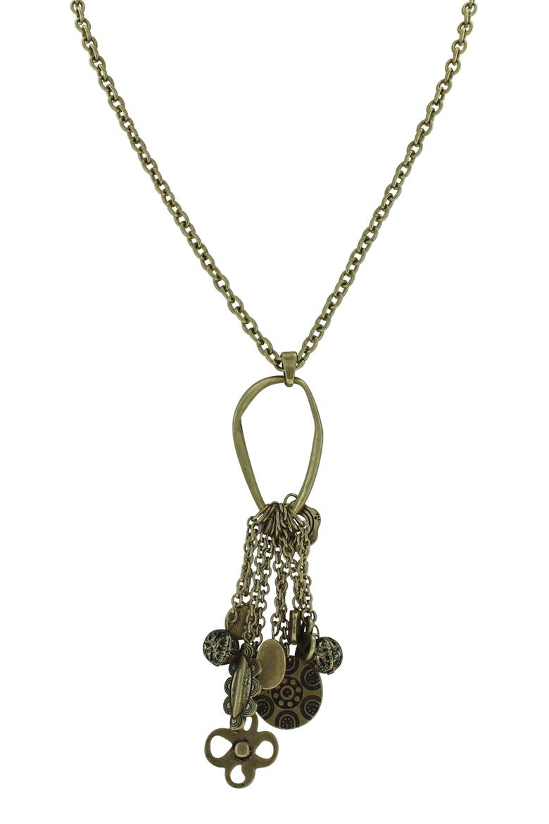 Organic Shape Charm Collection Necklace & Earrings Set, Alternate, color, WORN GOLD