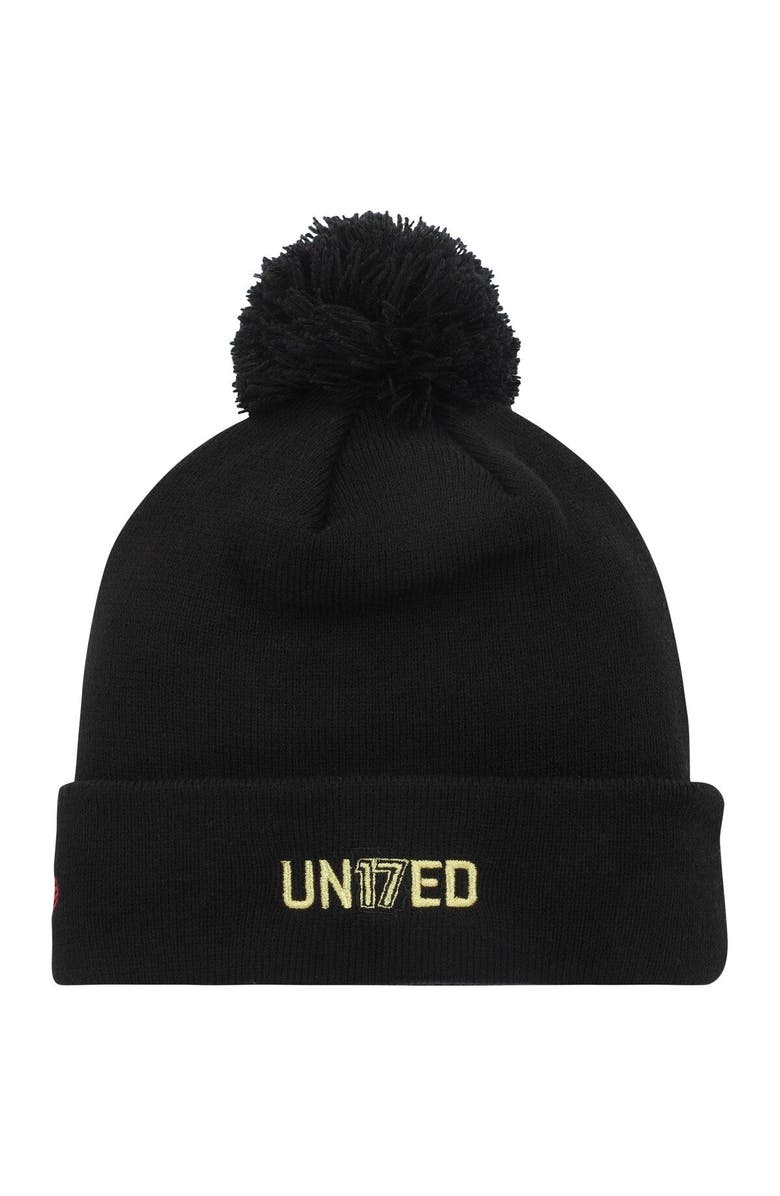 New Era Men's New Era  Black Atlanta United FC Jersey Hook Cuffed Knit Hat with Pom, Alternate, color, 