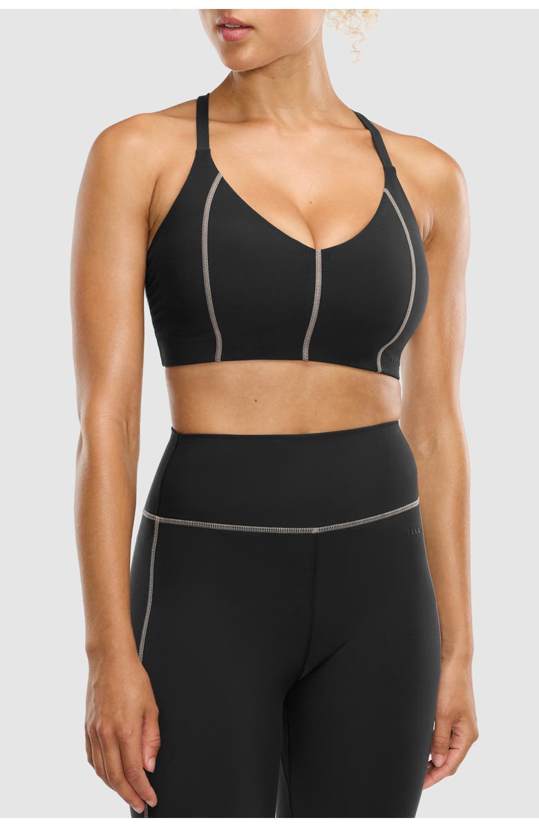Peloton Cadent V-Neck Bra, Main, color, Black
