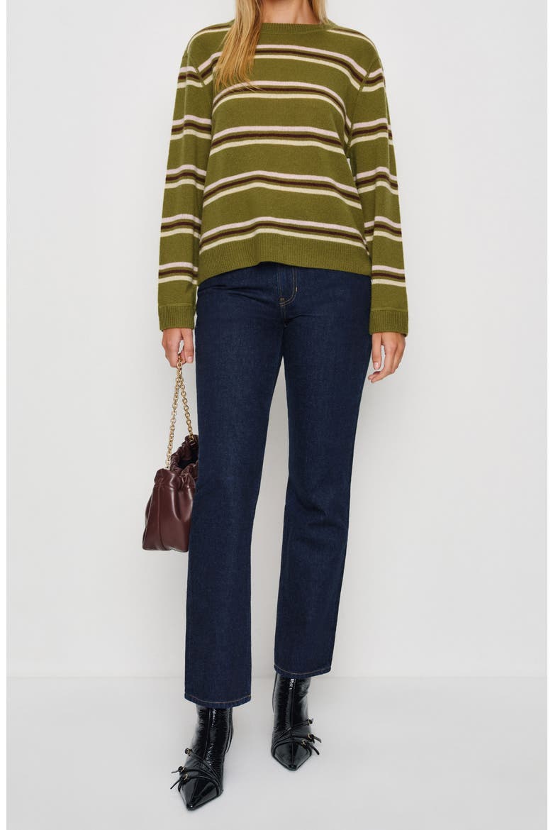 Cashmere Boyfriend Sweater, Alternate, color, PEAR MULTI STRIPE
