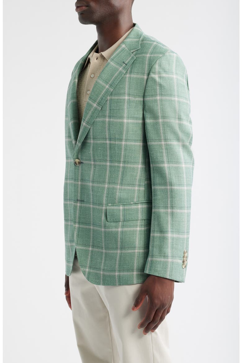 Hyperlight Soft Plaid Wool & Silk Blend Sport Coat, Alternate, color, LIGHT GREEN