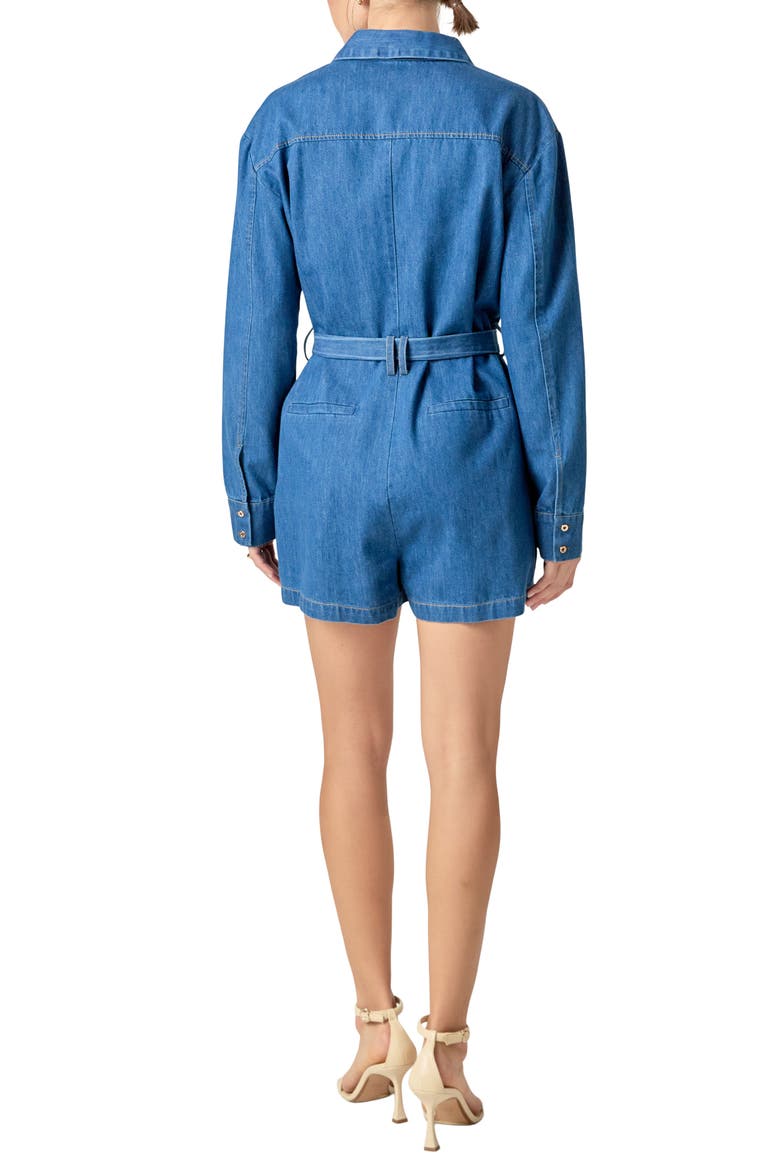 Long Sleeve Denim Romper, Alternate, color, DENIM