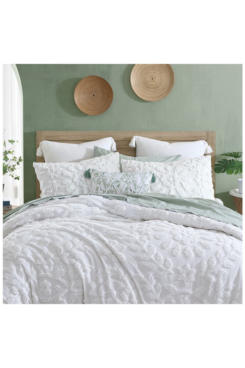 Chenille Laurel Comforter & Shams Set, Alternate, color, WHITE
