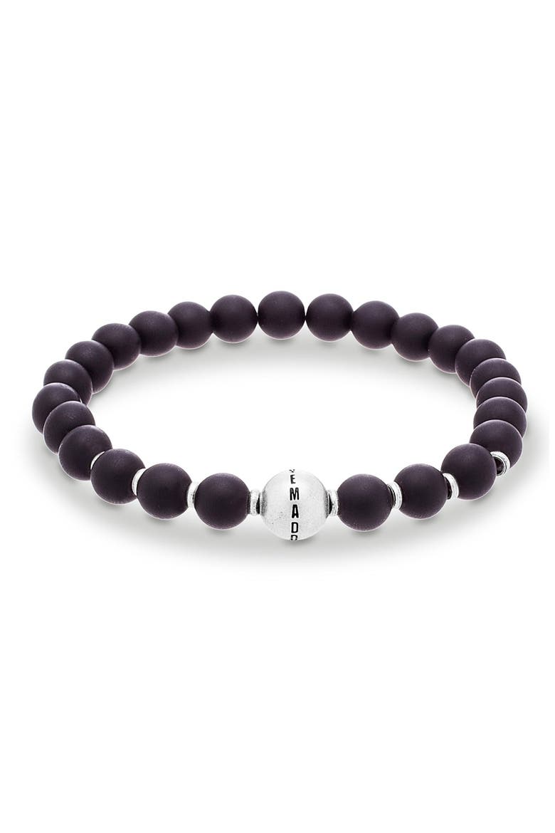 Onyx Bead Bracelet, Main, color, BURNISHED SILVER/ BLACK