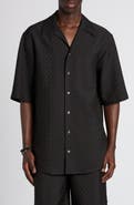 McQueen Skull Jacquard Satin Camp Shirt
