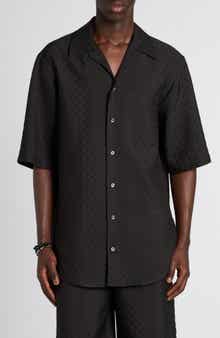 Skull Jacquard Satin Camp Shirt