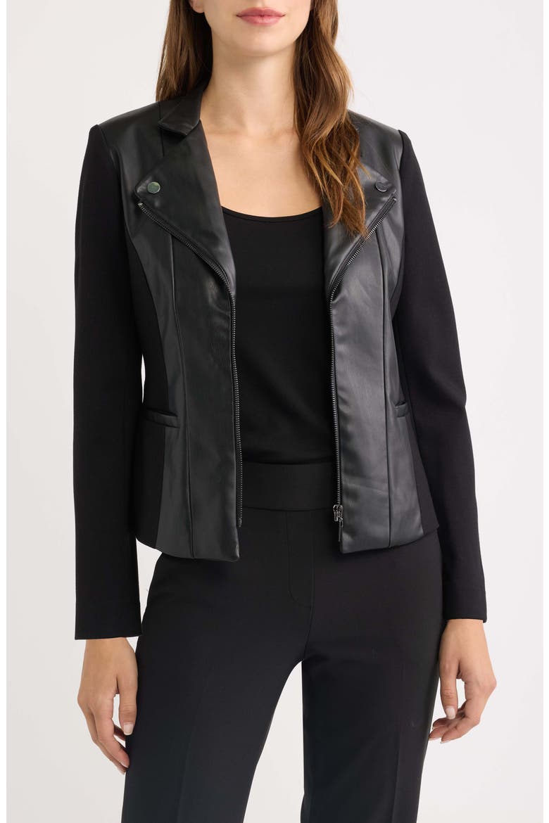 Faux Leather Moto Jacket, Main, color, BLACK