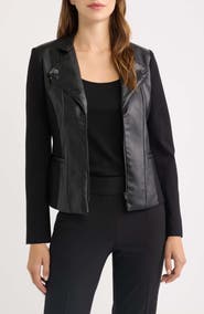 AK ANNE KLEIN Faux Leather Moto Jacket