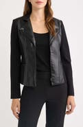 AK ANNE KLEIN Faux Leather Moto Jacket