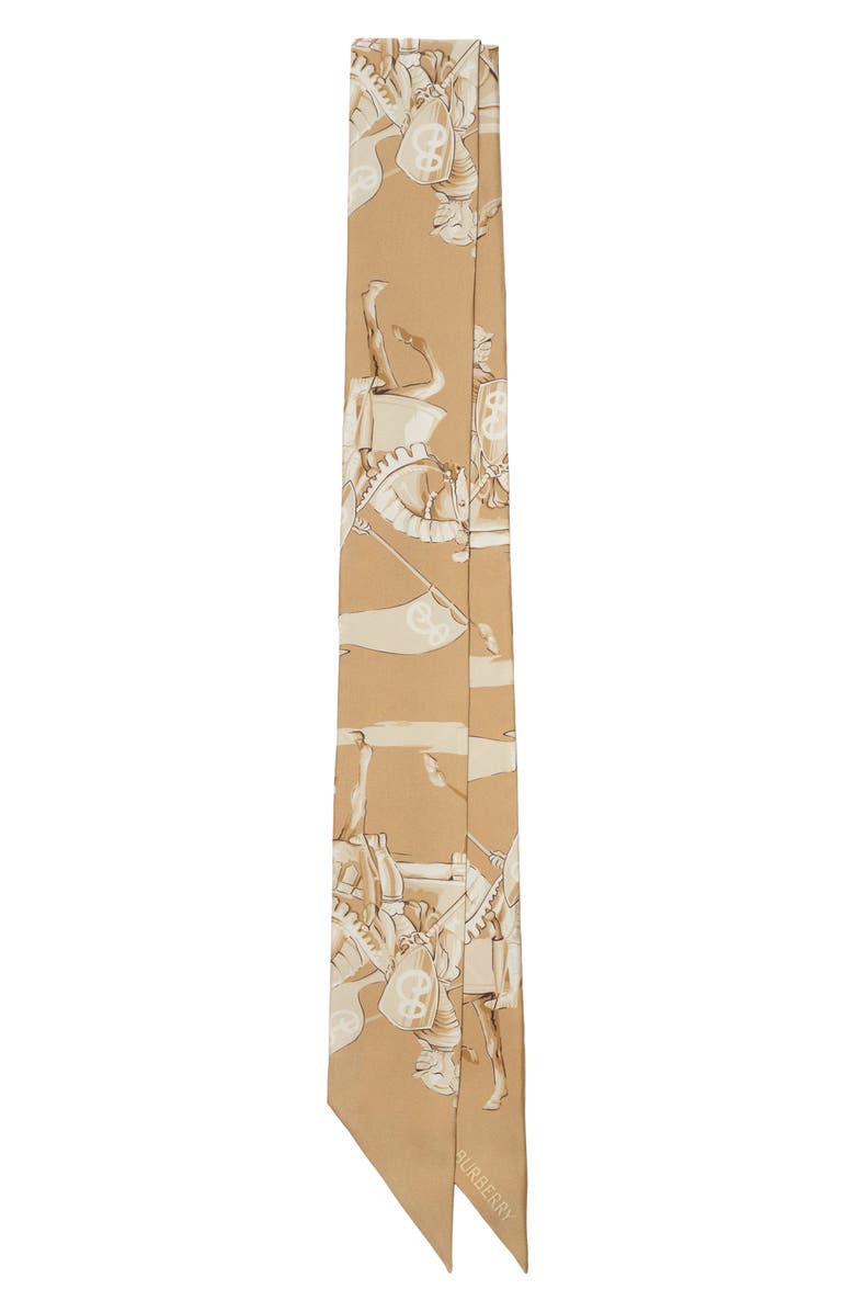 Burberry Archive Knight Skinny Silk Scarf, Alternate, color, Finch Beige