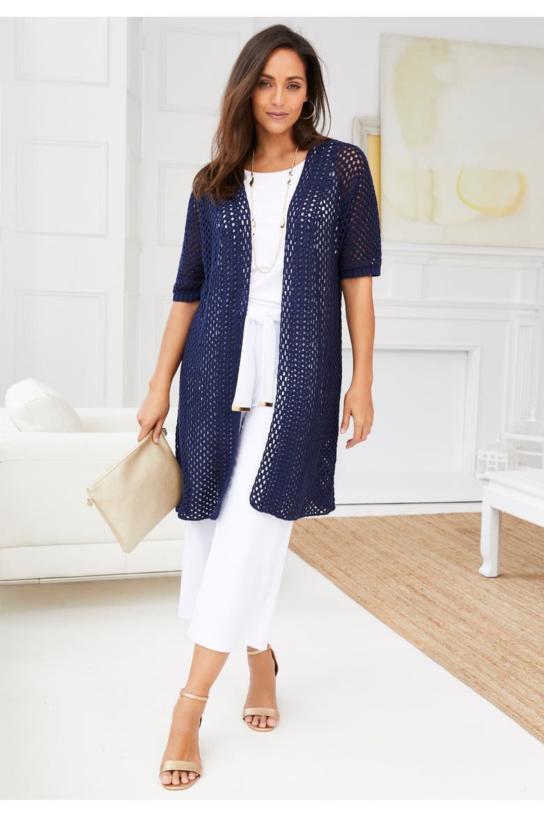 Crochet Long Cardigan, Alternate, color, NEW KHAKI