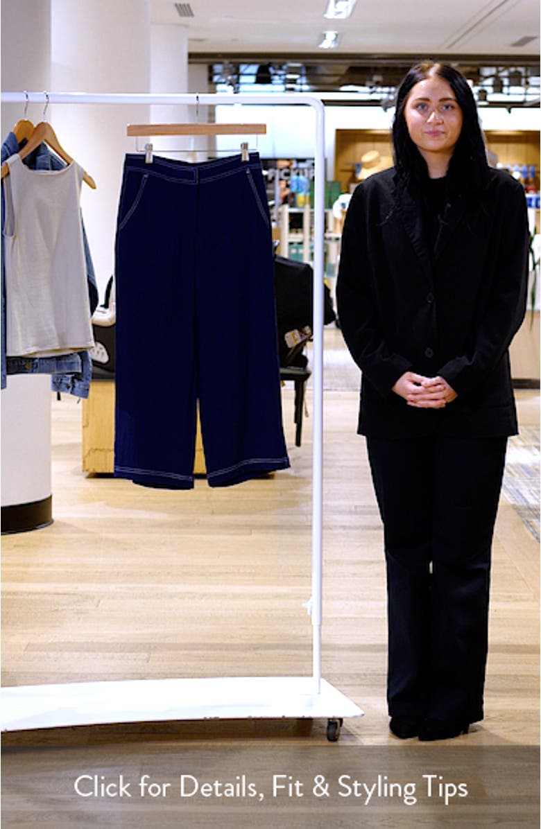 Contrast Stitch Crop Straight Leg Pants, sales video thumbnail