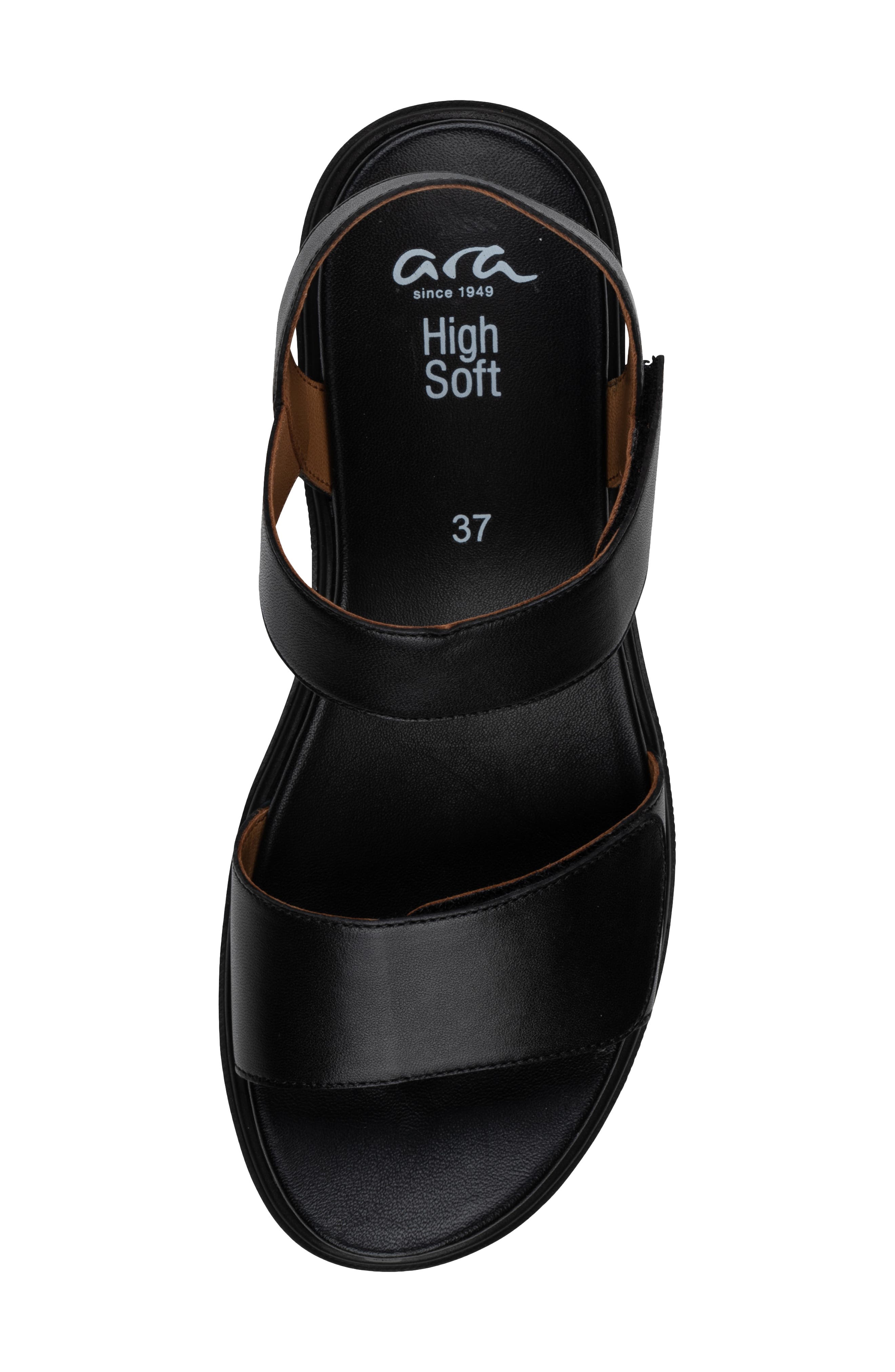 ara Bellvue II Strappy Sandal, Alternate, color, Black Nappa Leather