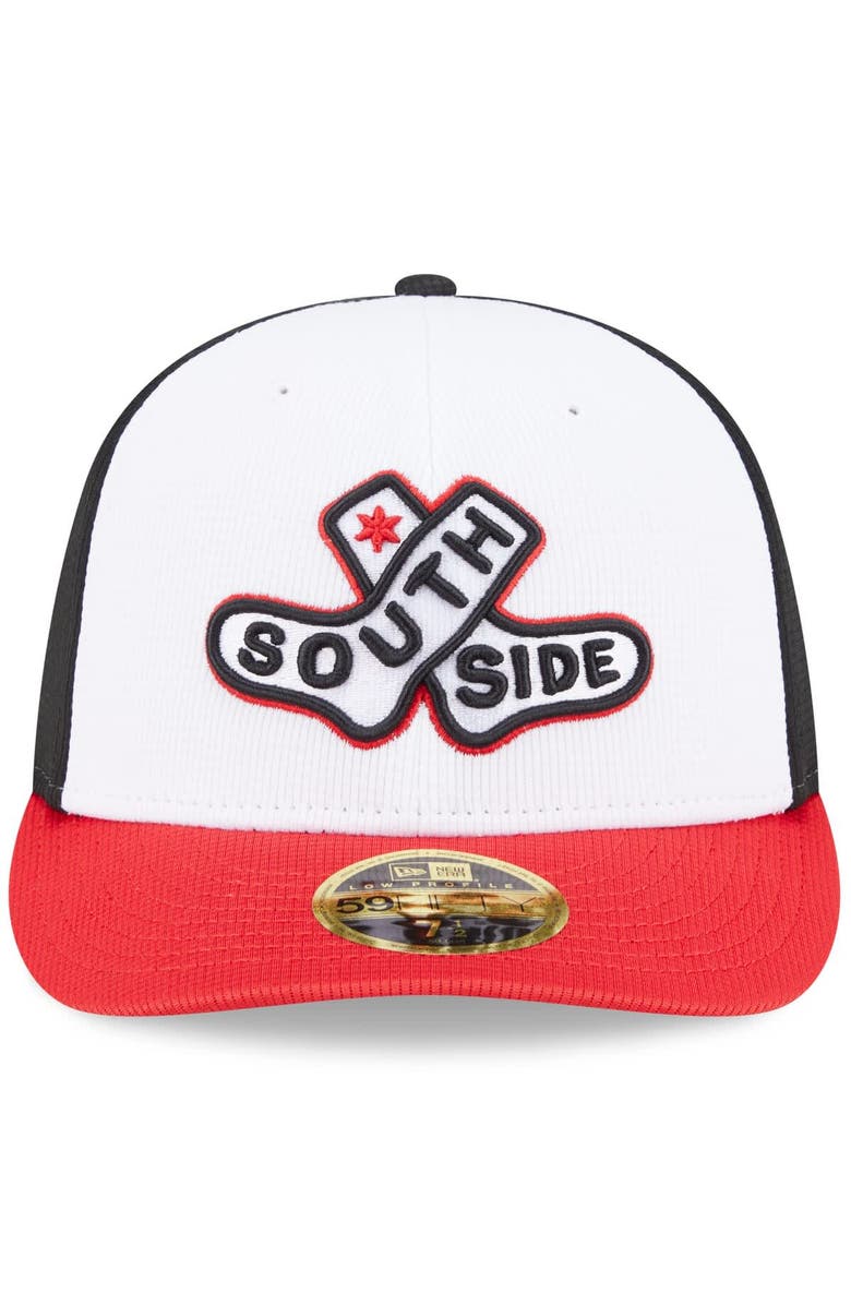 New Era Men's New Era White/Red Chicago White Sox 2025 City Connect Batting Practice Low Profile 59FIFTY Fitted Hat, Alternate, color, 