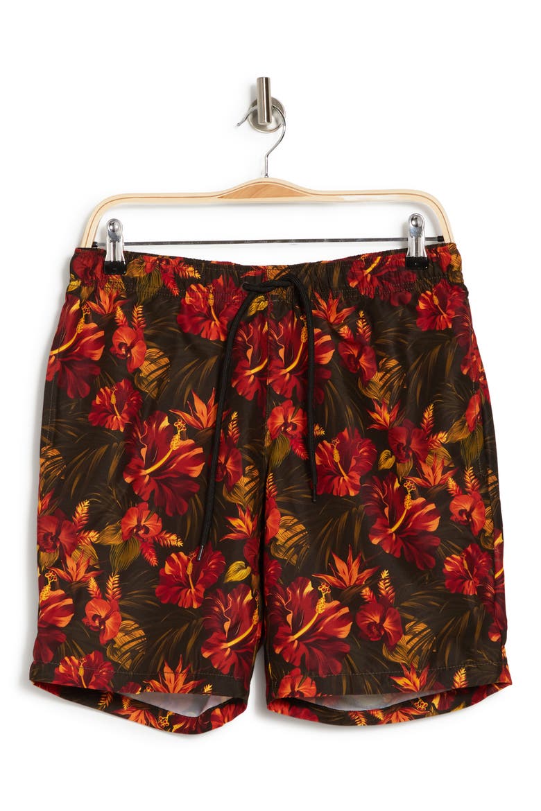 Floral Printed Swim Trunks, Alternate, color, MULTI