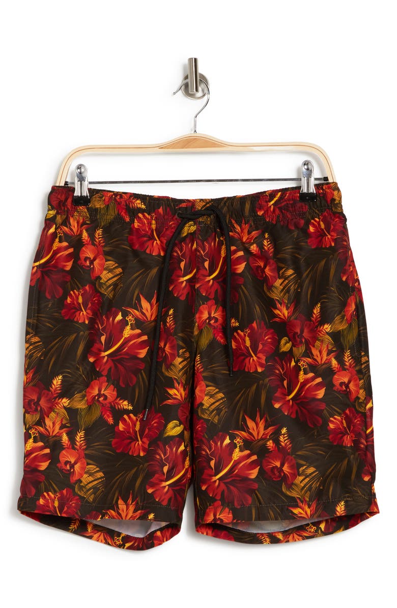 Tallia Floral Printed Swim Trunks, Alternate, color, 