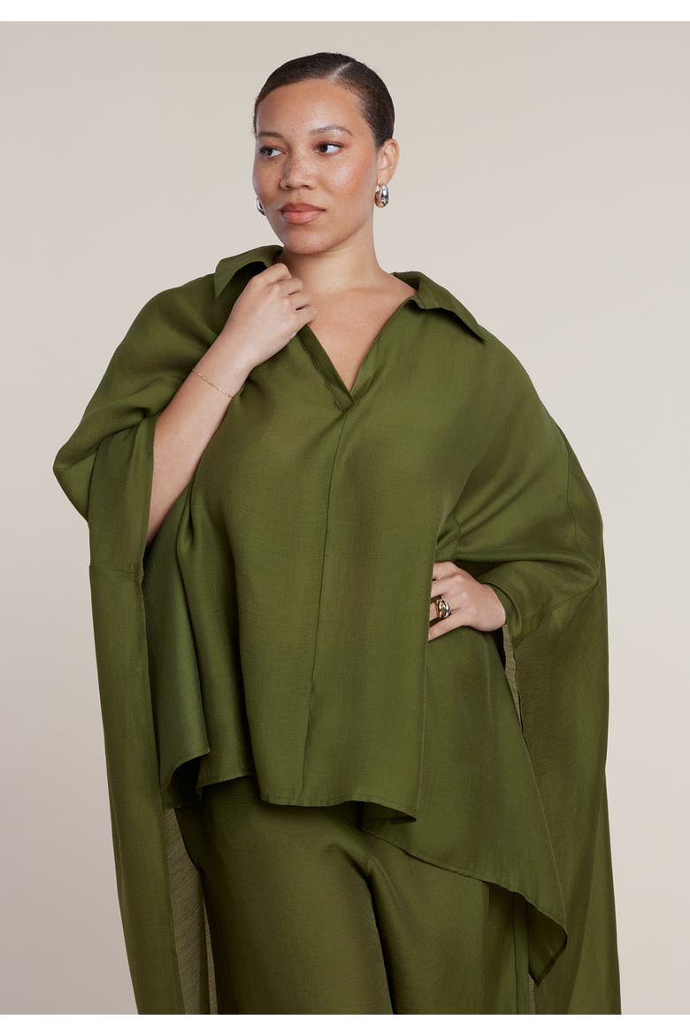 Semi Sheer Kaftan Top, Main, color, FOREST MOSS
