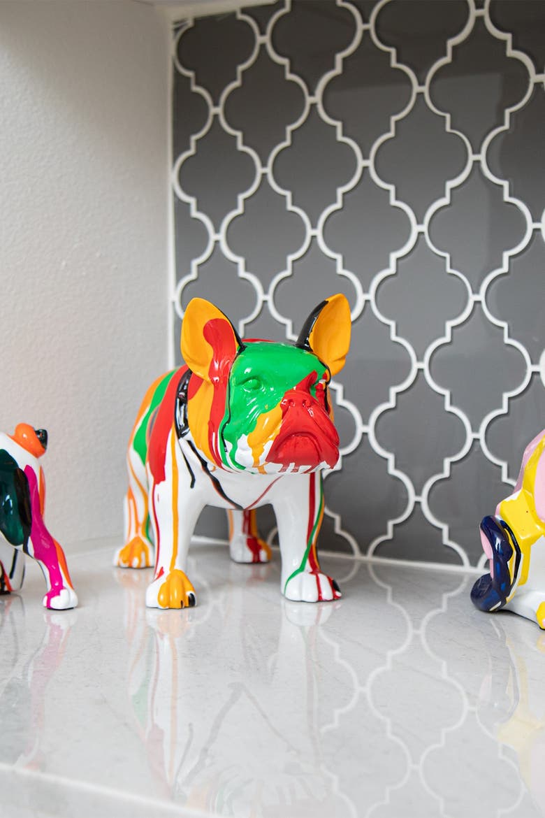 Standing Bulldog Splatter Art Dog, Alternate, color, MULTI-COLOR