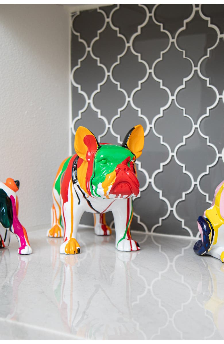 INTERIOR ILLUSIONS Standing Bulldog Splatter Art Dog, Alternate, color, Multi-Color