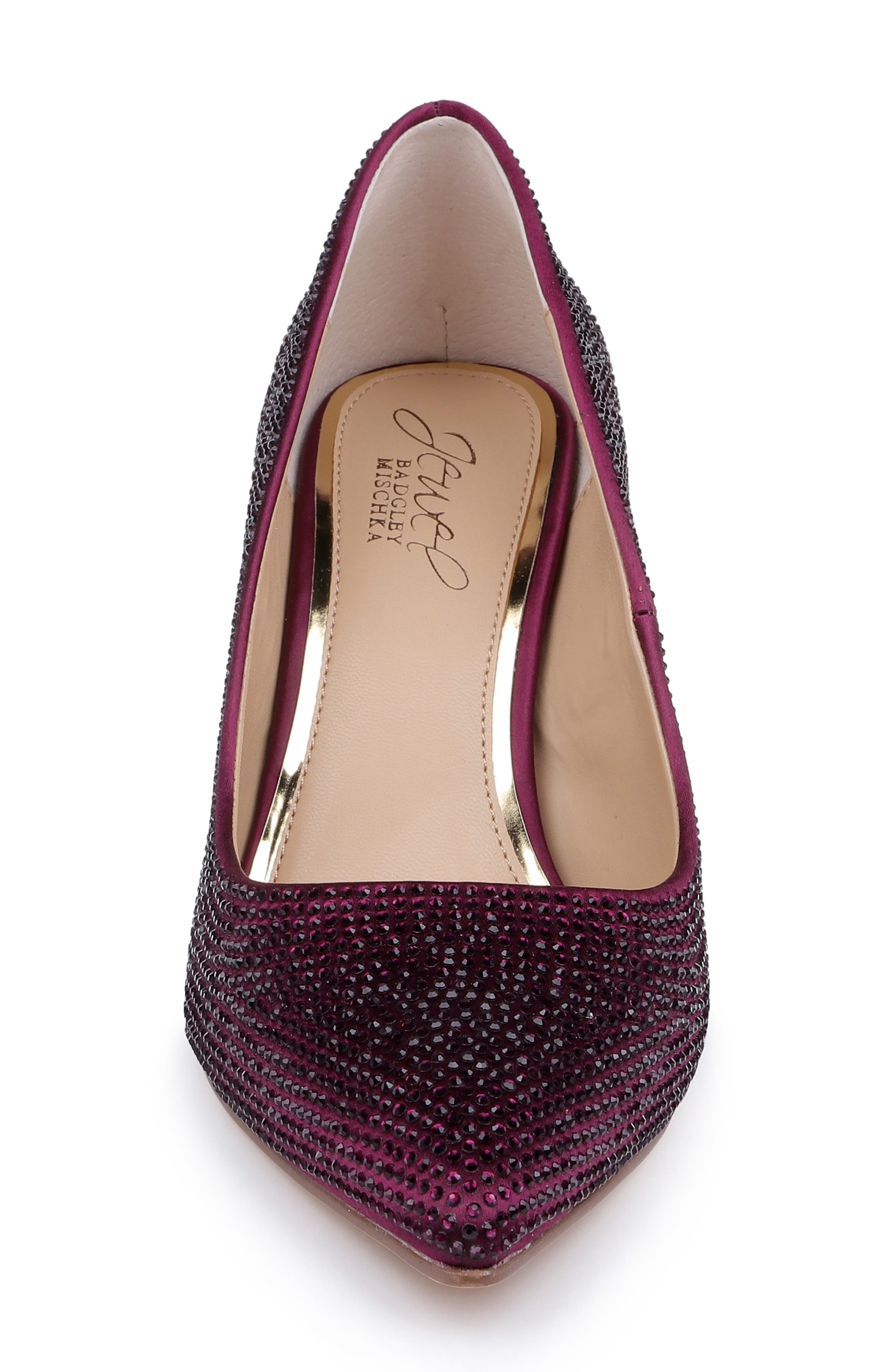 Banee II Crystal Pointed Toe Pump, Alternate, color, BORDEAUX SATIN