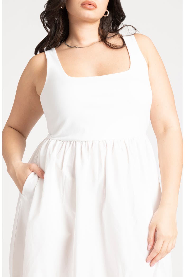 Mixed Media Midi Tank Dress, Alternate, color, WHITE