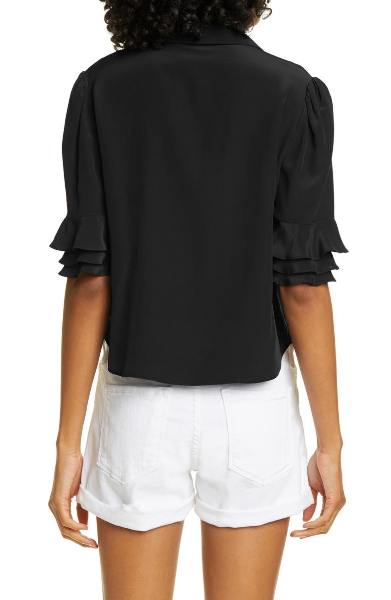 FRAME Ruffle Sleeve Silk Top, Alternate, color,