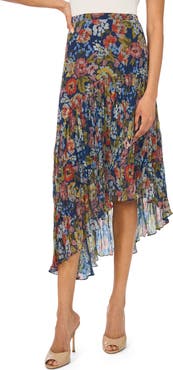 Vince Camuto Floral Asymmetric Ruffle Skirt
