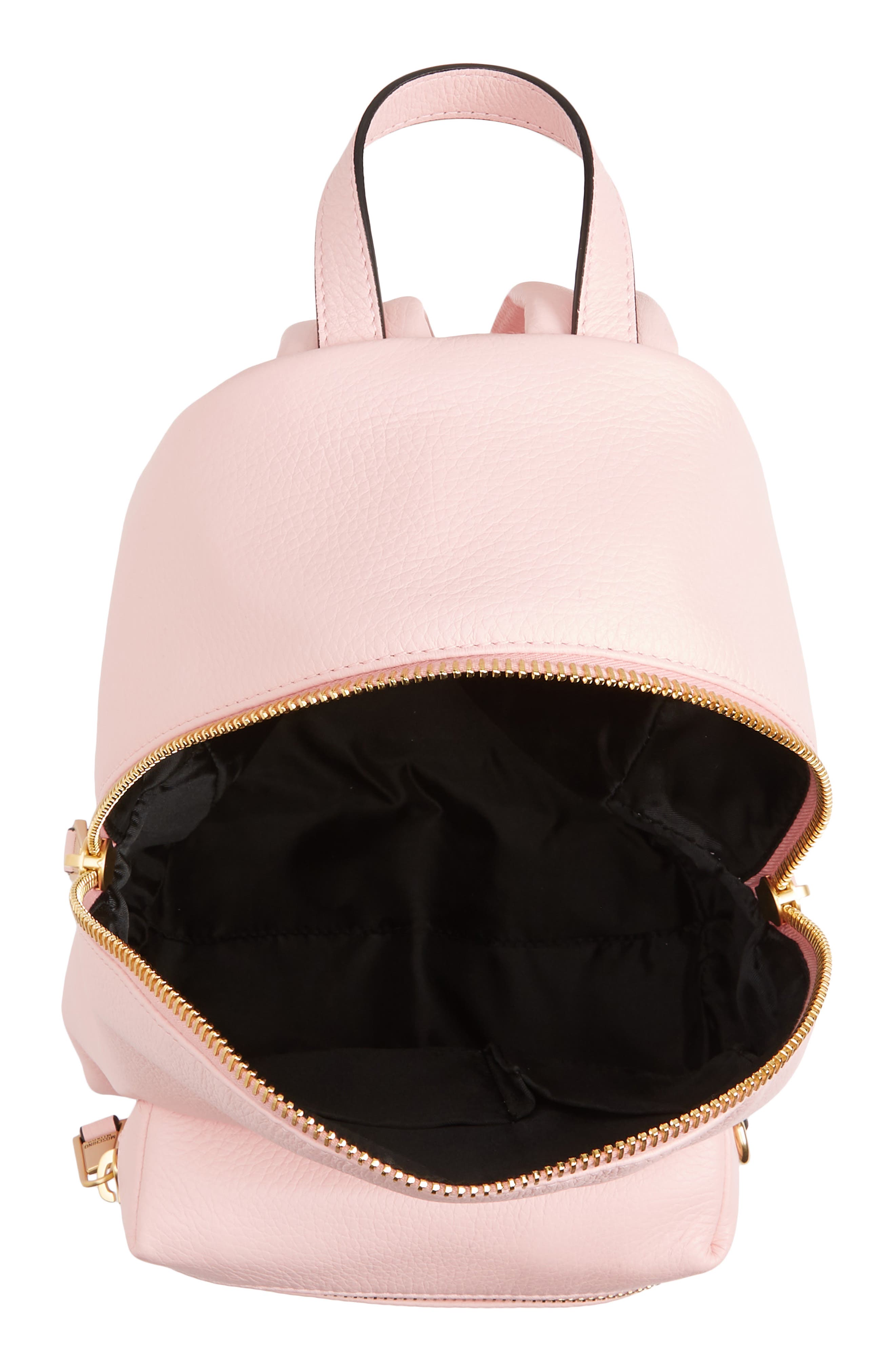 Moschino Logo Leather Backpack, Alternate, color, 