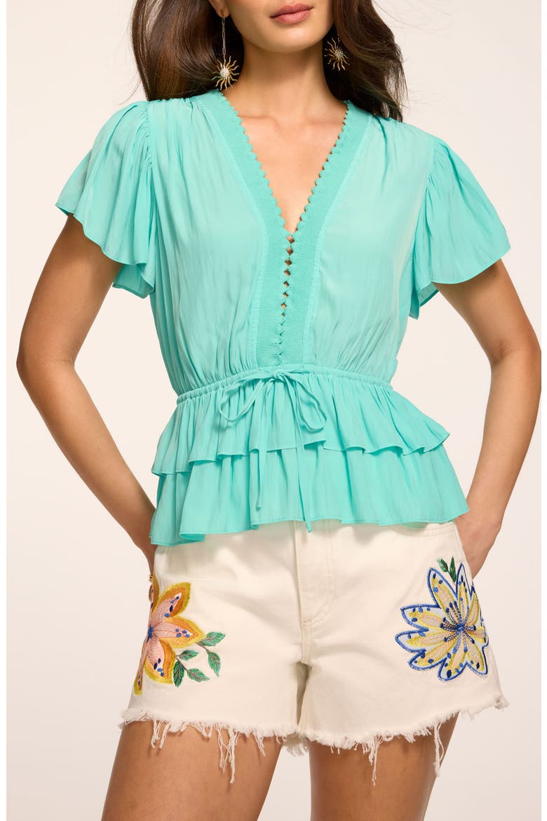 Emberly Peplum Shirt, Main, color, JADE