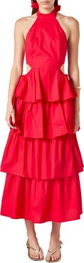 Endless Rose Tiered Ruffle Halter Maxi Dress