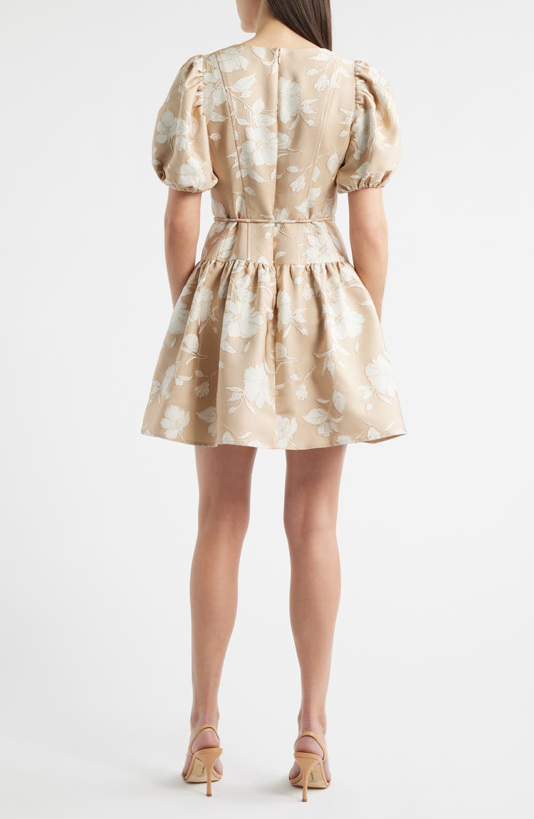 Anne Klein Floral Jacquard Minidress, Alternate, color, White Dove/ Latte