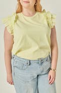 English Factory Mixed Media Ruffled Detail T-Shirt