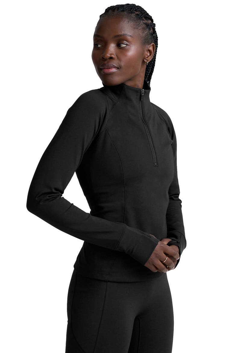 Pacer Fleece Quarter Zip Pullover, Alternate, color, BLACK