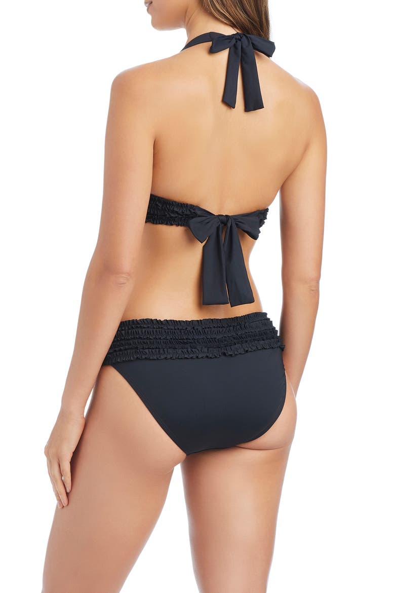 Ruffle Halter Bikini Top, Alternate, color, BLACK