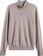 Canali Heathered Wool Quarter Zip Sweater