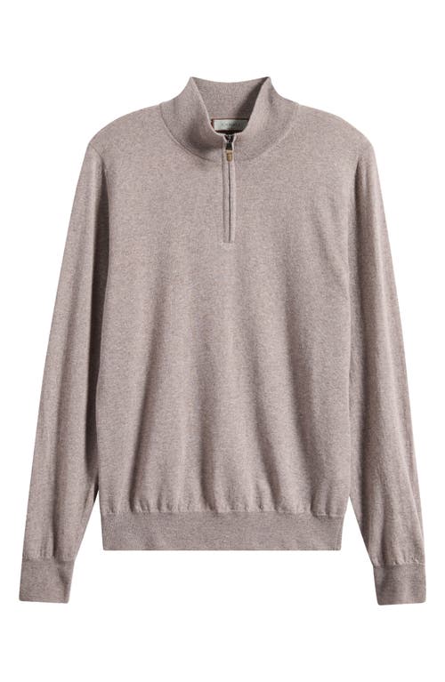 Canali Heathered Wool Quarter Zip Sweater In Neutral